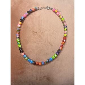 Multi-Color Beaded Clasp Necklace